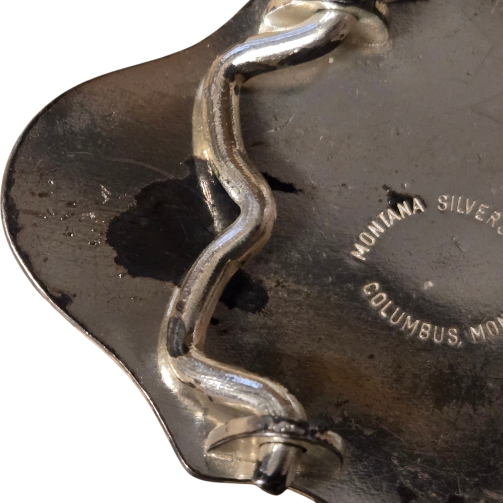 Montana Silversmith Western Belt Buckle Silver Gold Black Engraved Marked - Picture 3 of 6